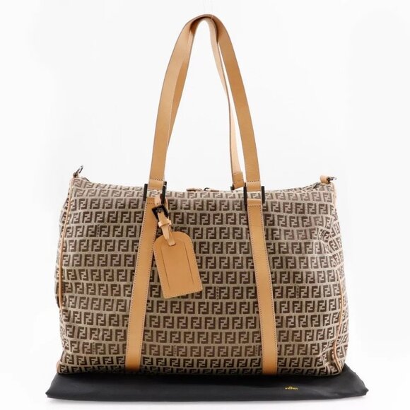 FENDI Zucchino Boston bag 7VS014 Brown Nylon canvas/leather unisex - Picture 1 of 16